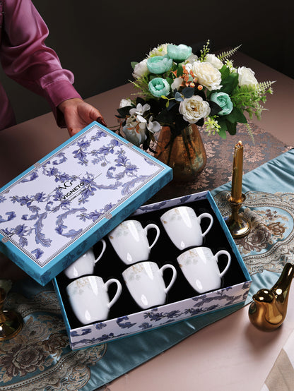 Sage Blume Mug Set (Capacity 180 ML, Set of 6) - Vigneto