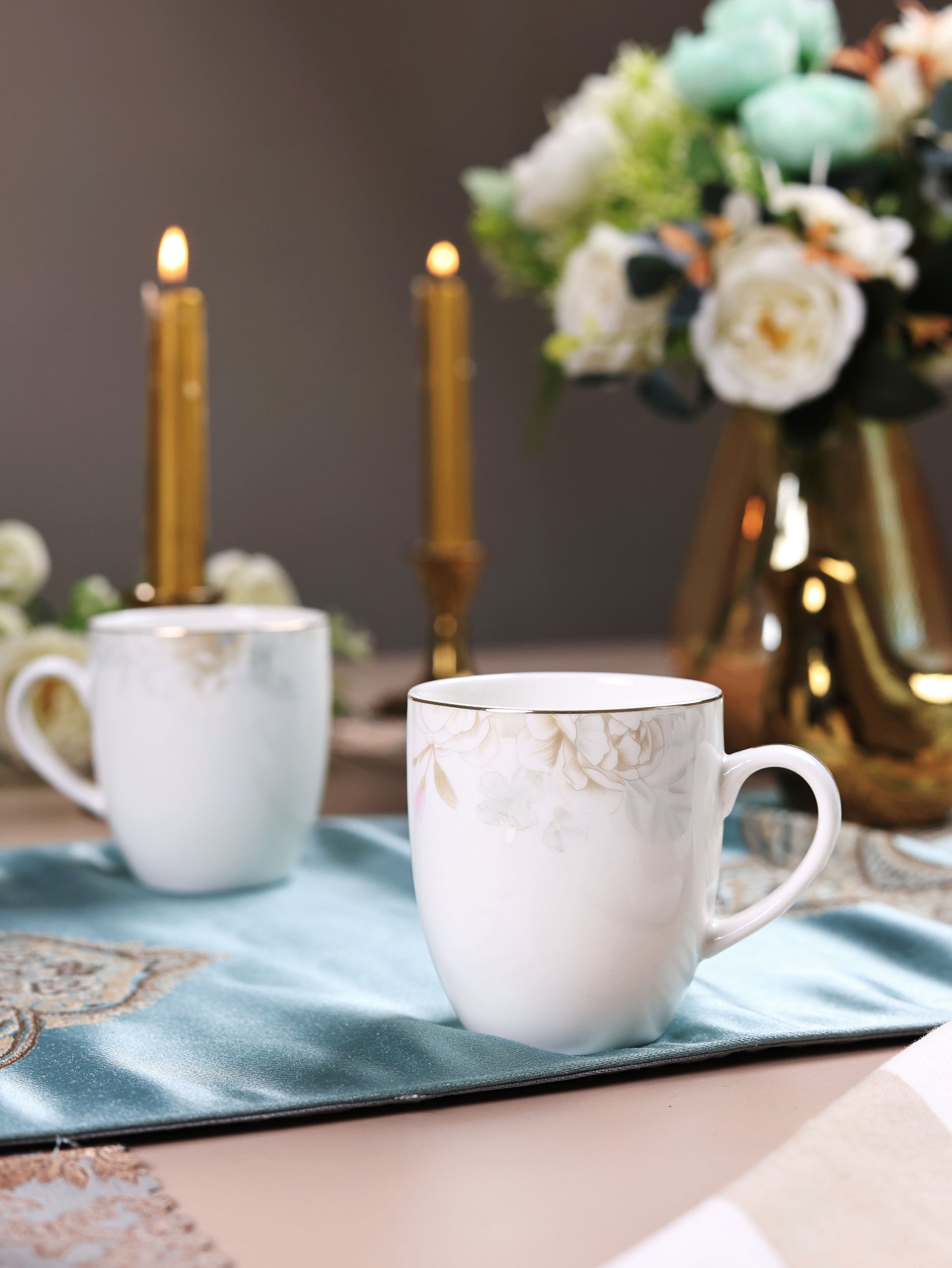 Sage Blume Mug Set (Capacity 180 ML, Set of 6) - Vigneto