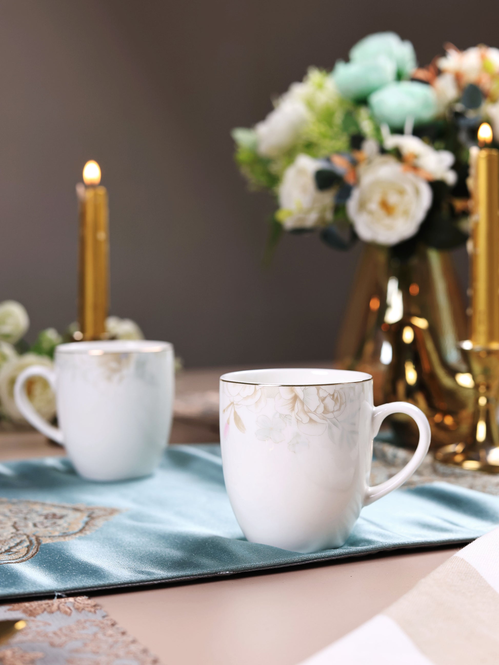Sage Blume Mug Set (Capacity 180 ML, Set of 6) - Vigneto