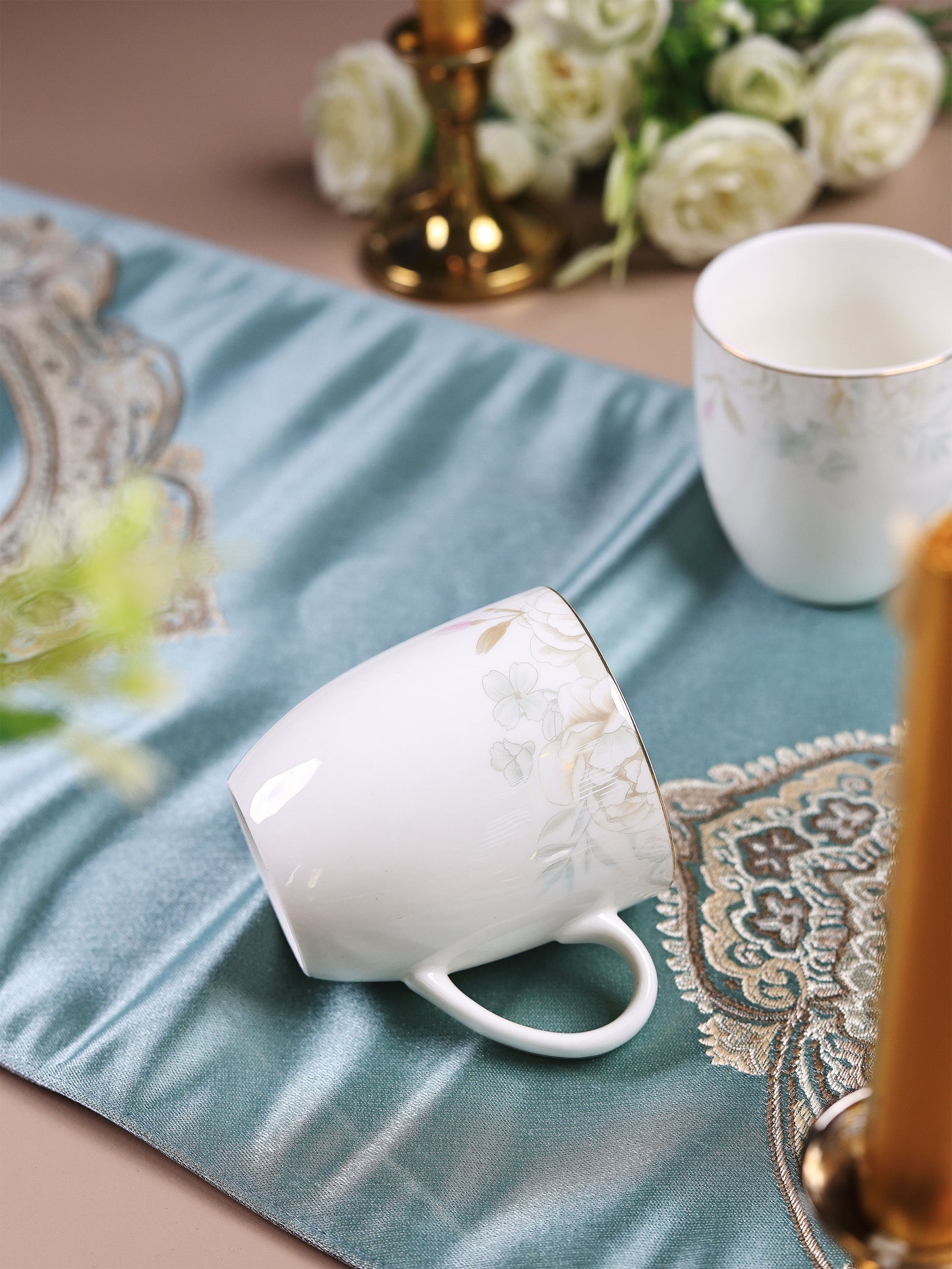 Sage Blume Mug Set (Capacity 180 ML, Set of 6) - Vigneto