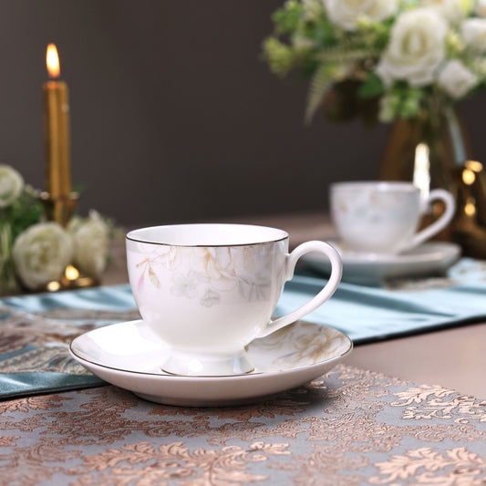 Sage Blume Cup and Saucer Set (6 Cups and 6 Saucers)