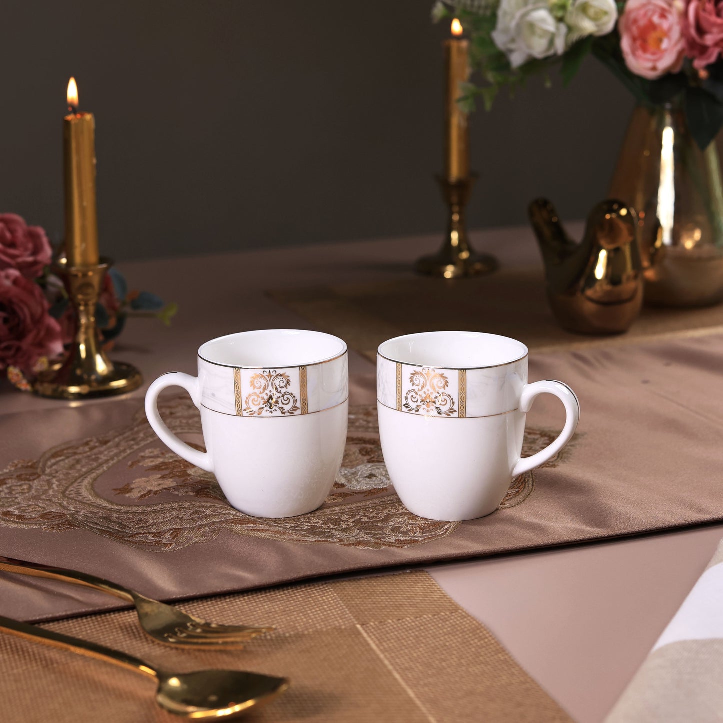 Regency Gold Mug Set (Capacity 170 ML, Set of 6) - Vigneto