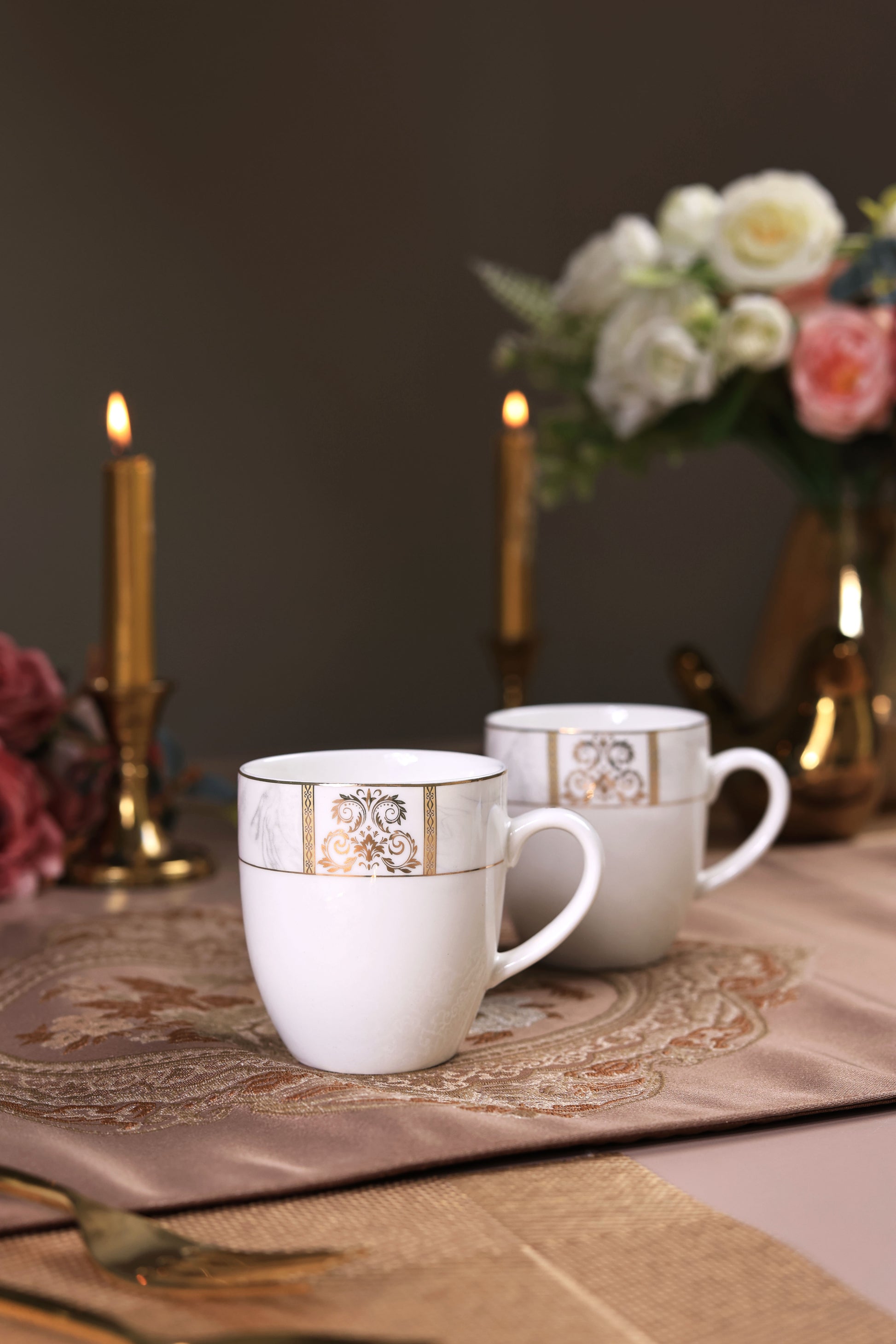 Regency Gold Mug Set (Capacity 170 ML, Set of 6) - Vigneto