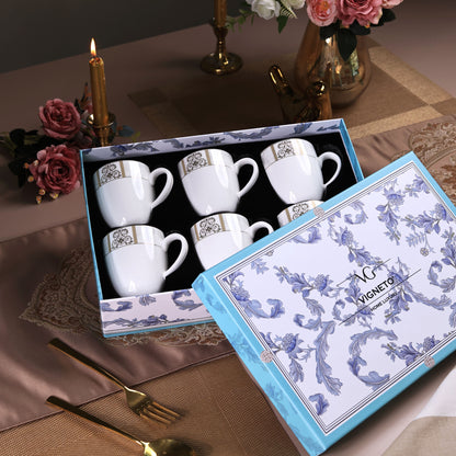 Regency Gold Mug Set (Capacity 170 ML, Set of 6) - Vigneto