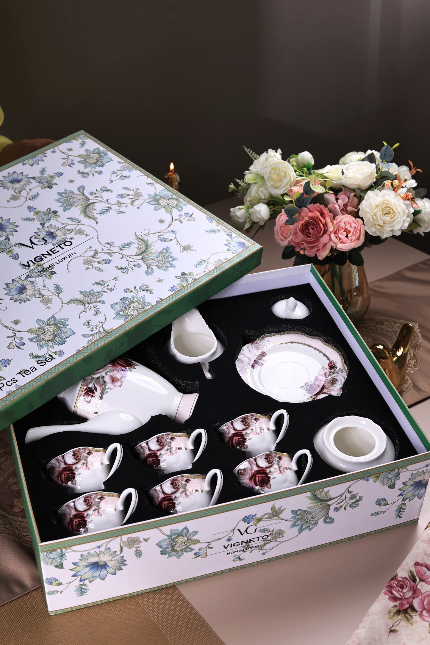 Rose Garden 15 Pcs Tea Set (Vintage Collection) - Vigneto