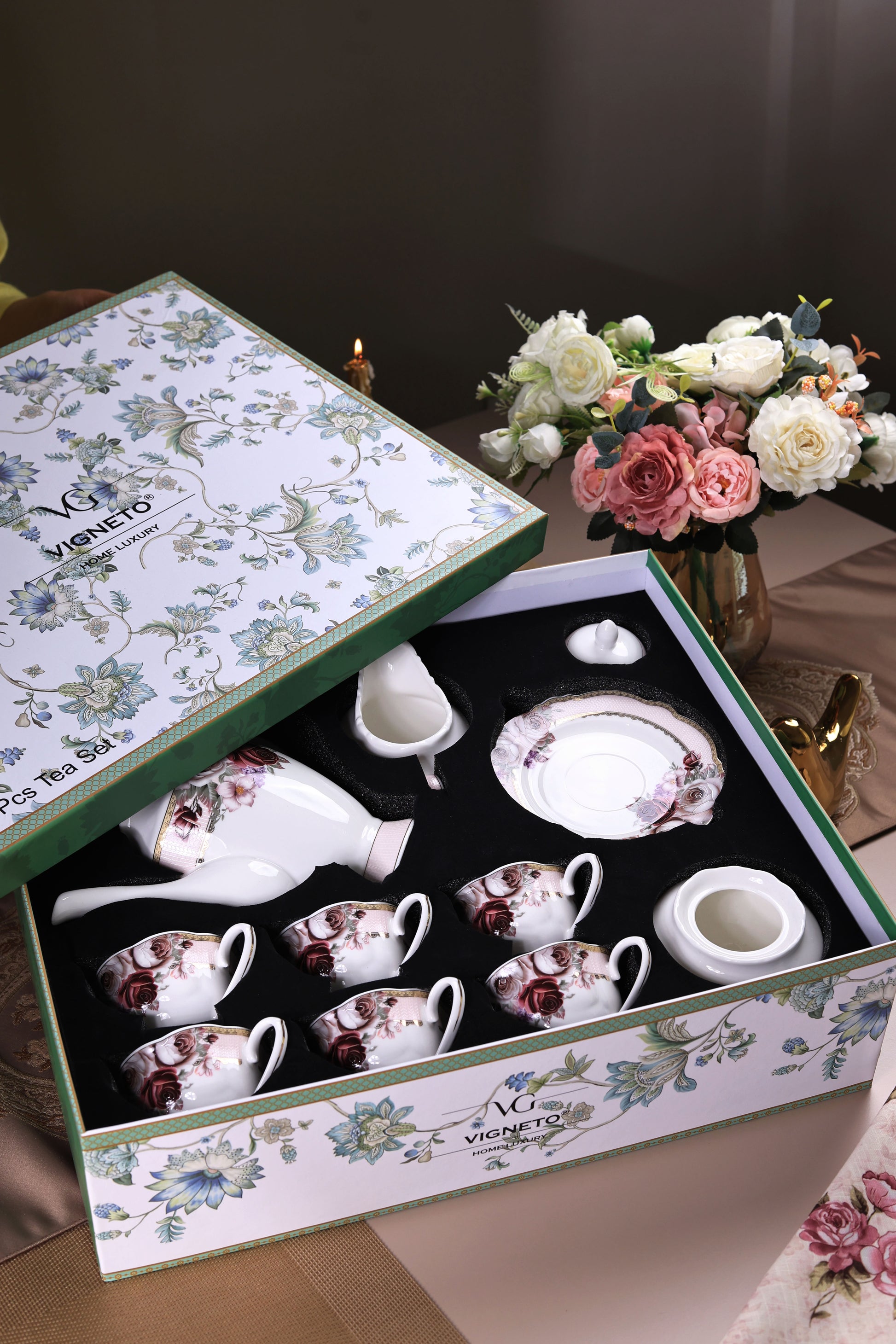 Rose Garden 15 Pcs Tea Set (Vintage Collection) - Vigneto
