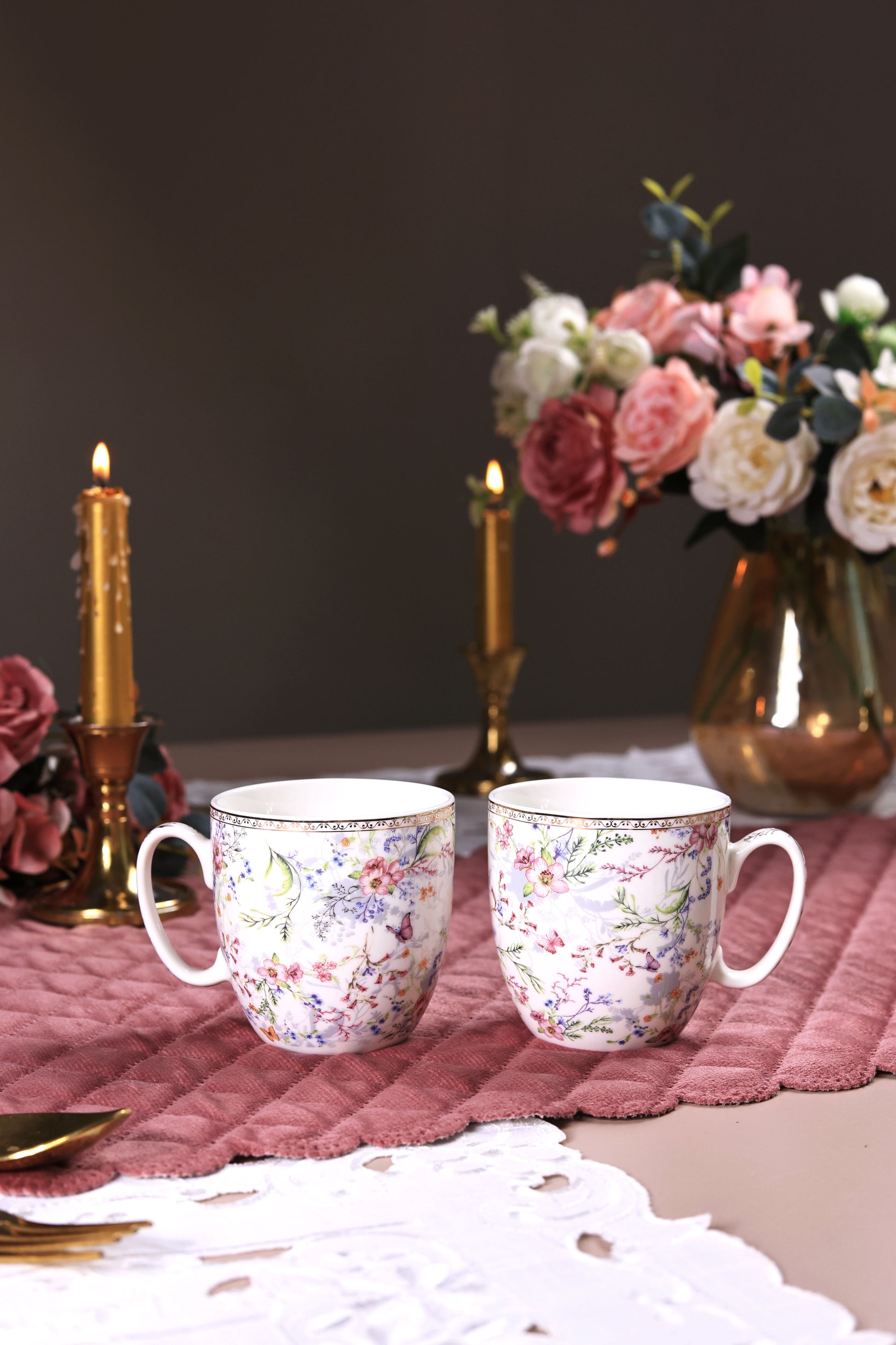 Flower Bed Mug Set (Capacity 200 ML, Set of 6) - Vigneto