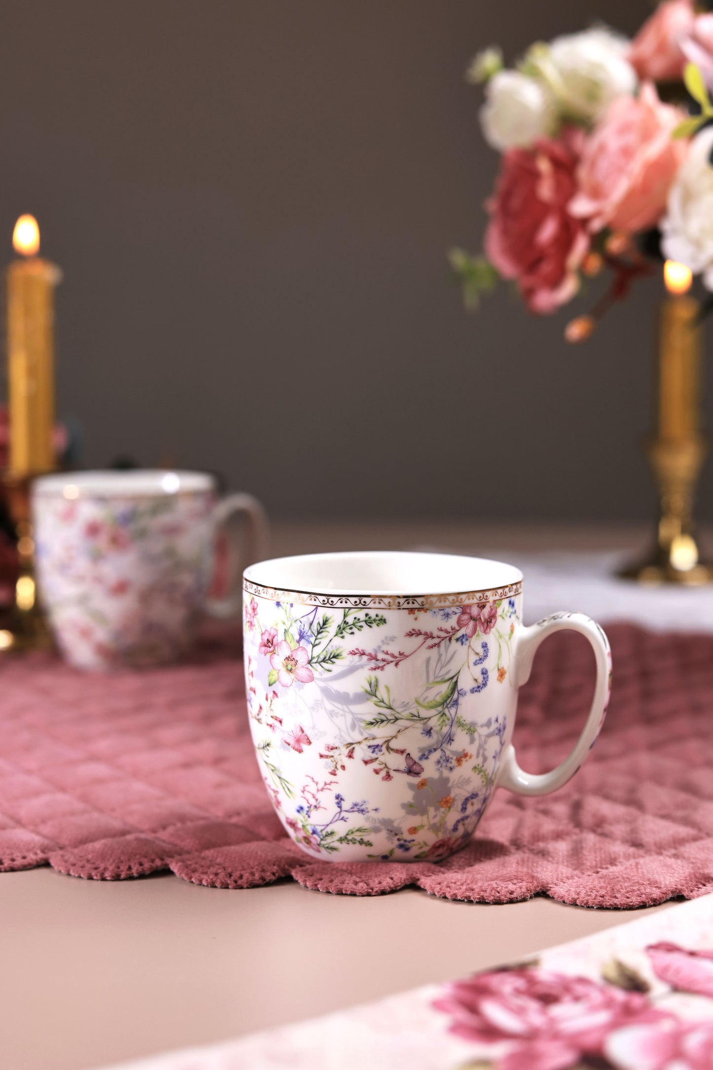 Flower Bed Mug Set (Capacity 200 ML, Set of 6) - Vigneto