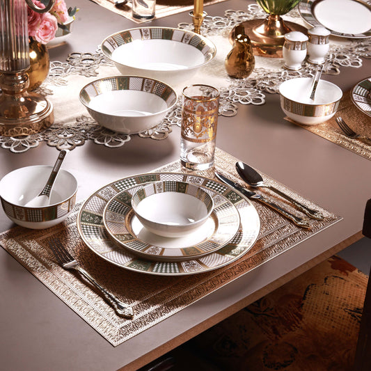 Emerald d'Or 42 Pcs Dinner Set (Palace Collection, 24K Embossed Gold)