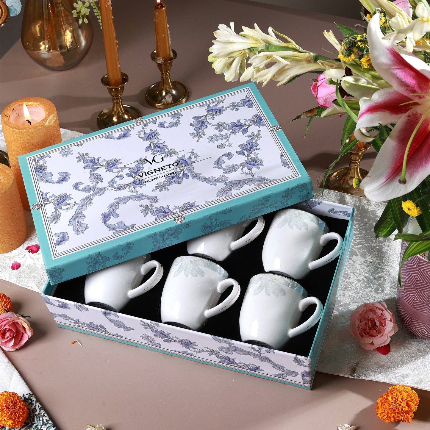 La Pacifique Mug Set (Capacity 180 ML, Set of 6)