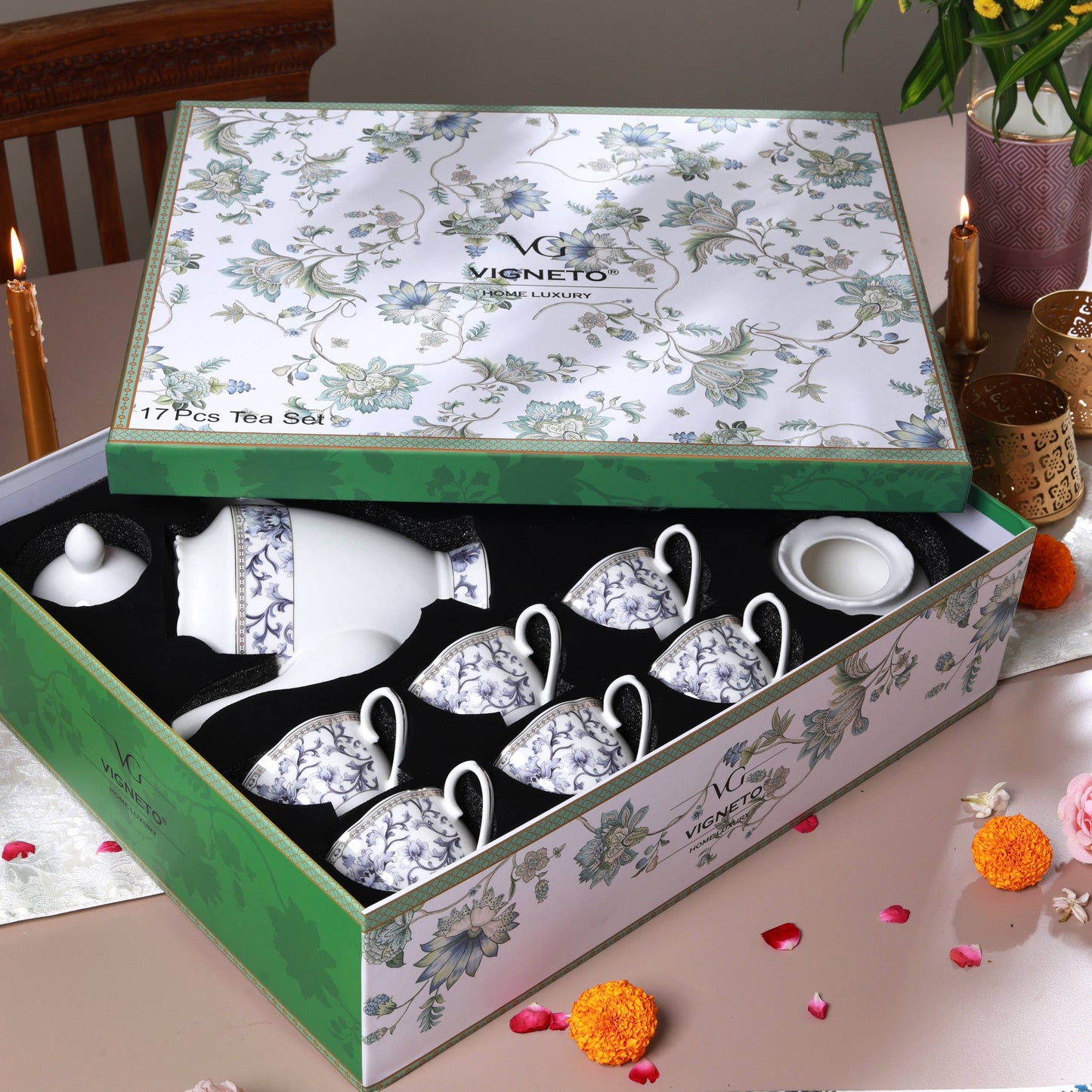 Royal Blue 15 Pcs Tea Set (Vintage Collection)