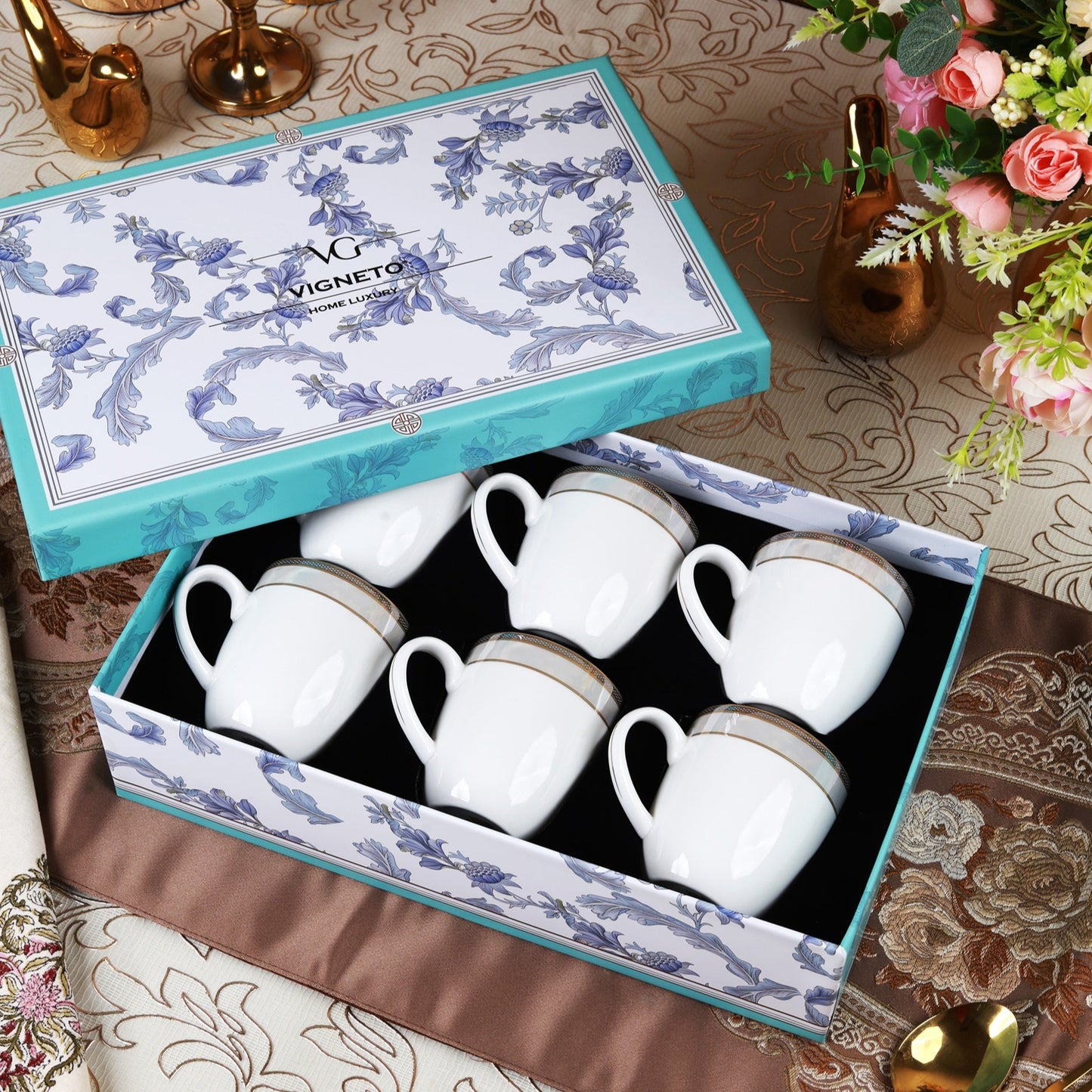 Oyster Pearl Mug Set (Capacity 170 ML, Set of 6)