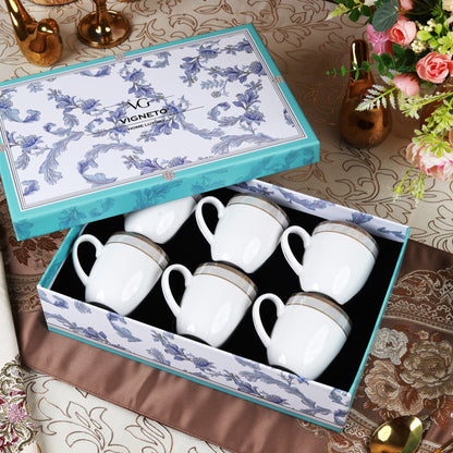 Oyster Pearl Mug Set (Capacity 170 ML, Set of 6)
