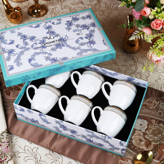 Oyster Pearl Mug Set (Capacity 170 ML, Set of 6)