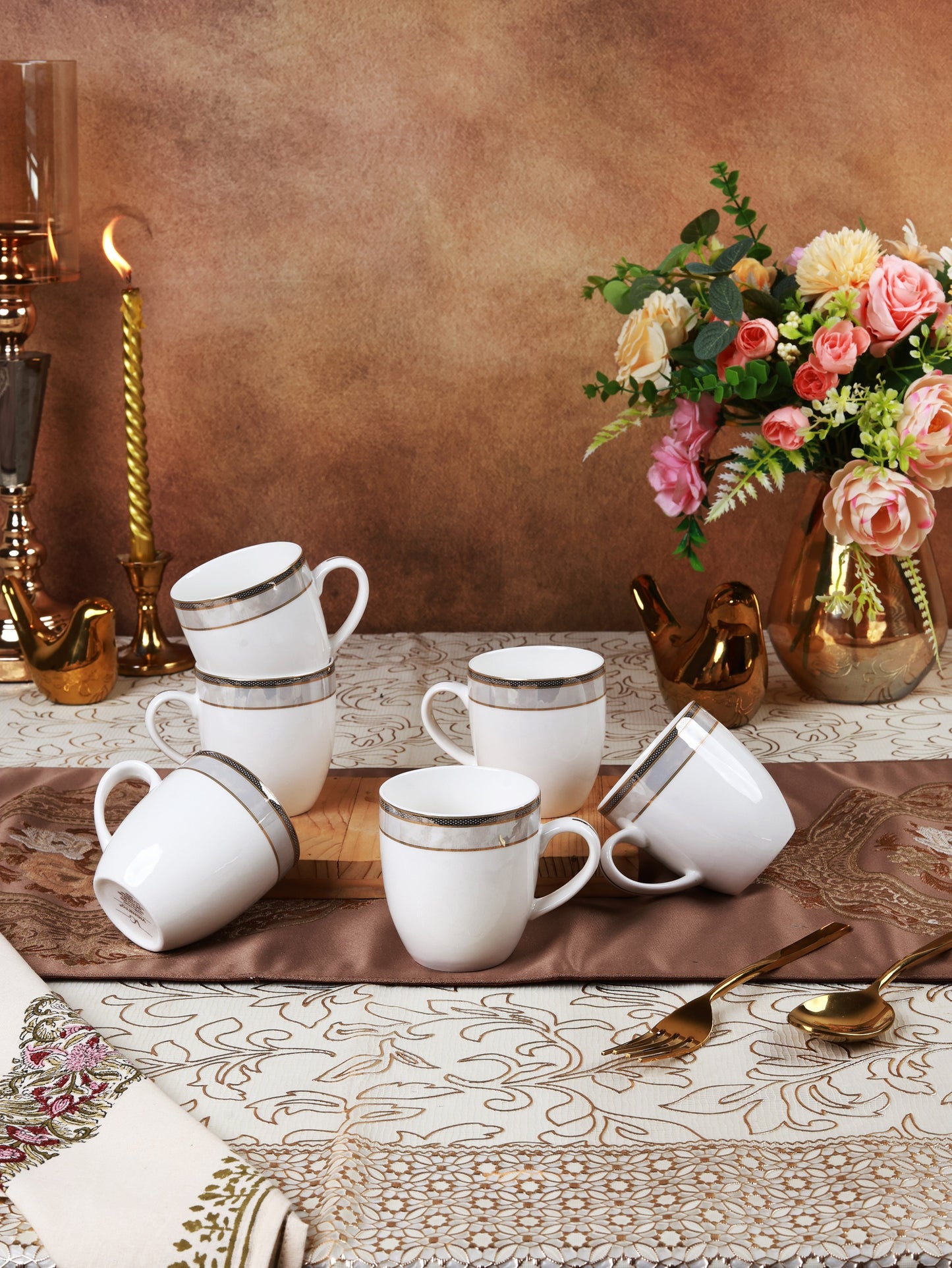 Oyster Pearl Mug Set (Capacity 170 ML, Set of 6)