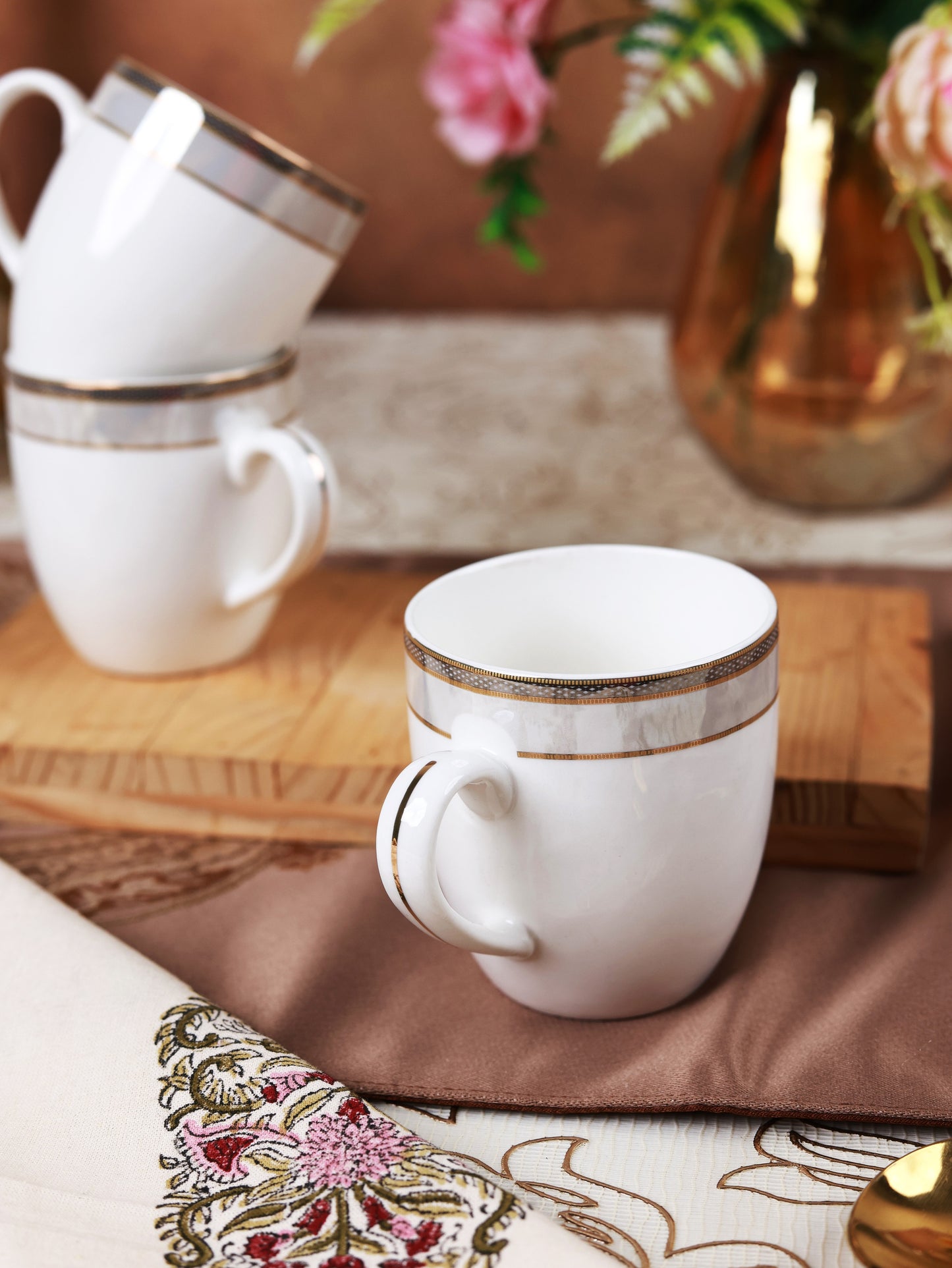 Oyster Pearl Mug Set (Capacity 170 ML, Set of 6)