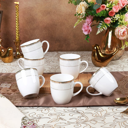 Persian Ivory Mug Set (Capacity 180 ML, Set of 6)