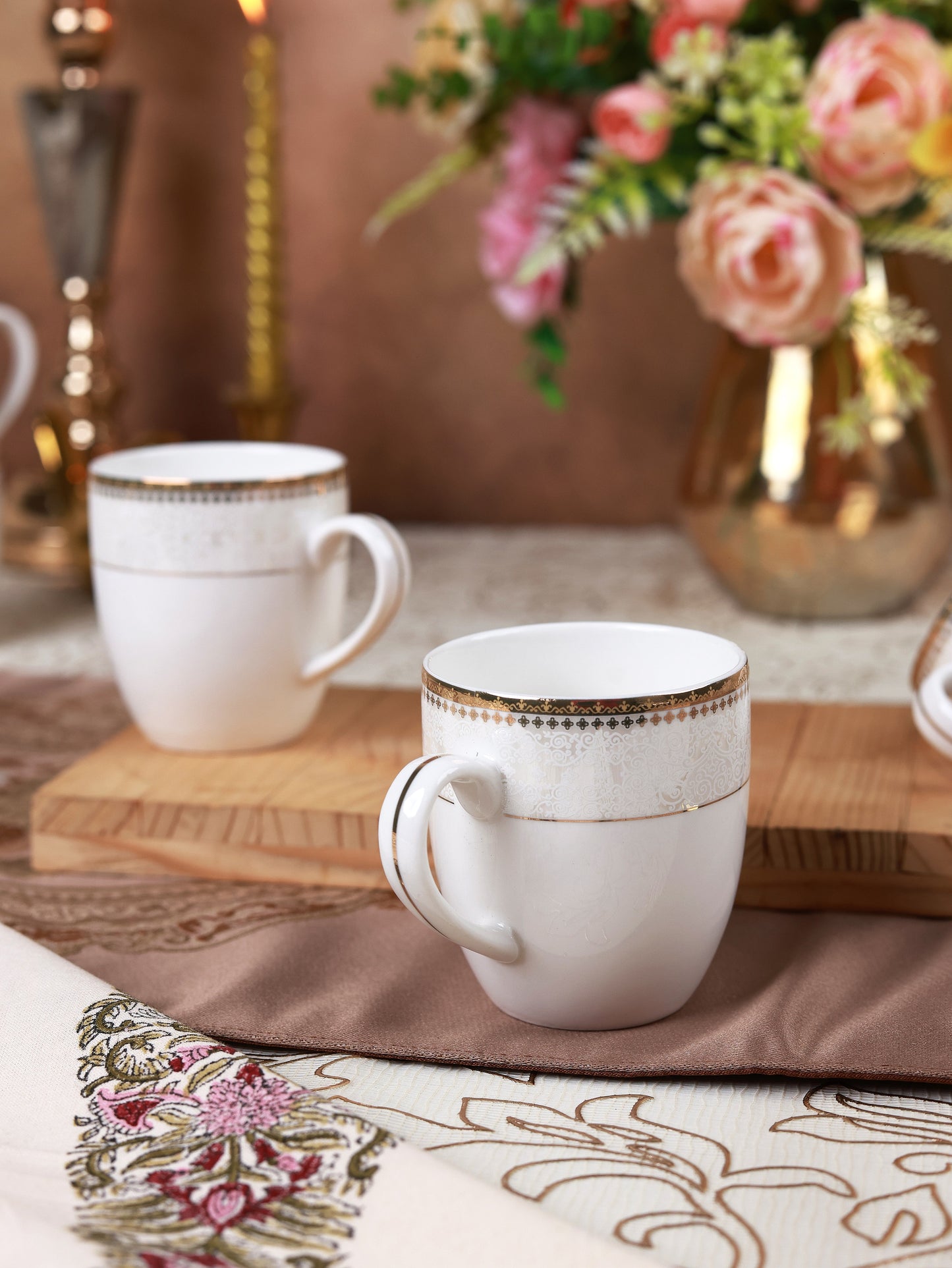 Persian Ivory Mug Set (Capacity 180 ML, Set of 6)