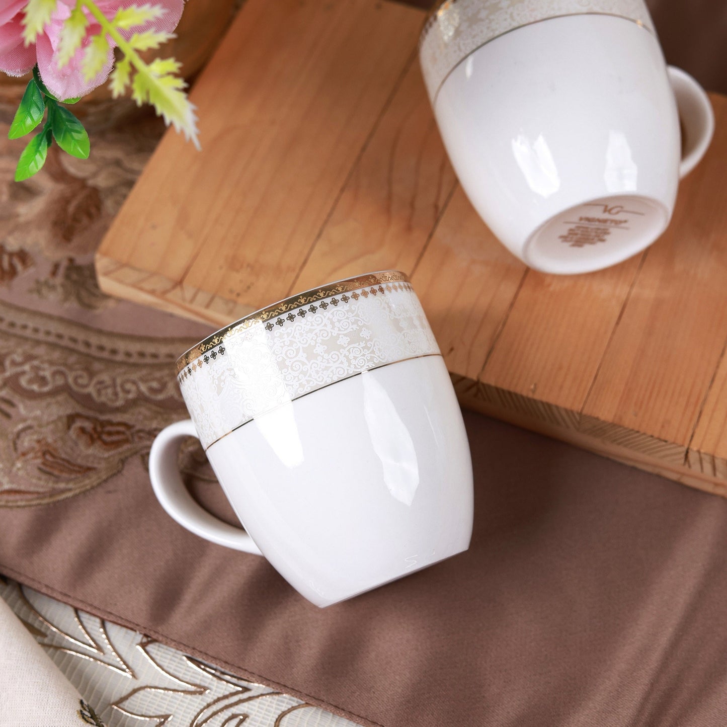 Persian Ivory Mug Set (Capacity 180 ML, Set of 6)