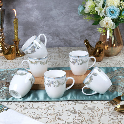 Oriental Blume Mug Set (Capacity 180 ML, Set of 6)