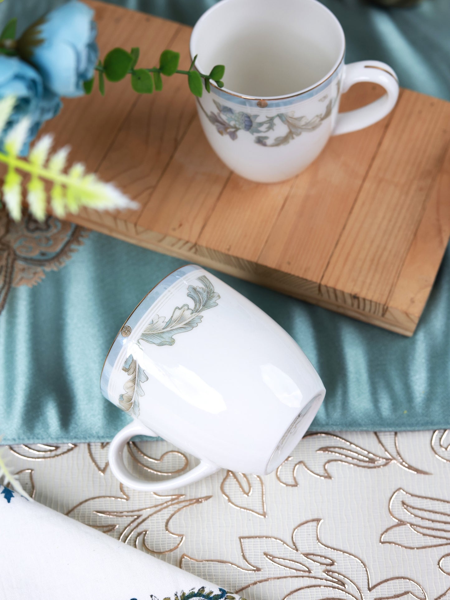 Oriental Blume Mug Set (Capacity 180 ML, Set of 6)