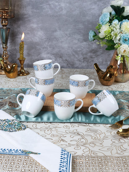 Majestique Blue Mug Set (Capacity 180 ML, Set of 6)