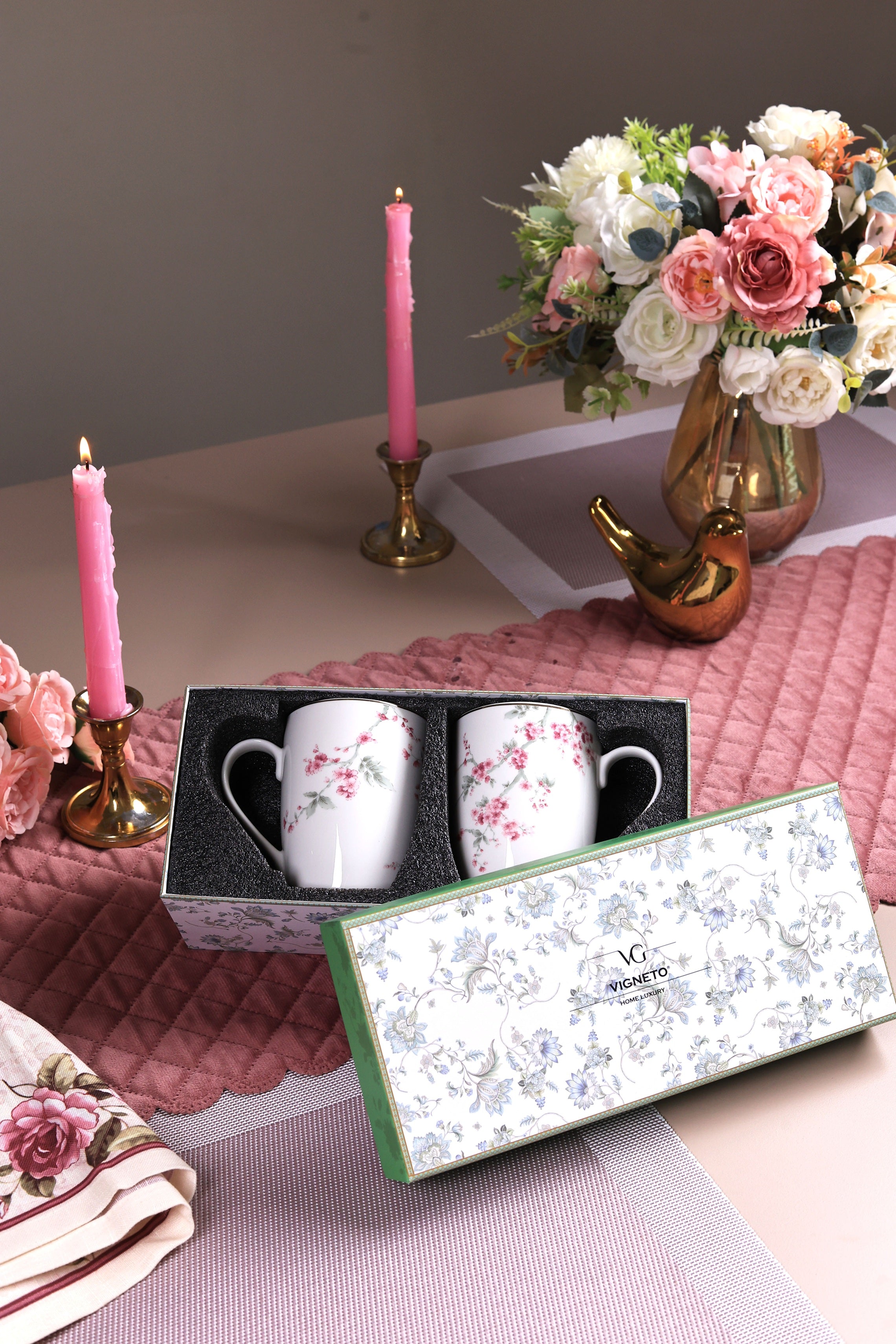 Orchid Bliss Coffee Mugs (Set of 2, 300 ML) – Vigneto