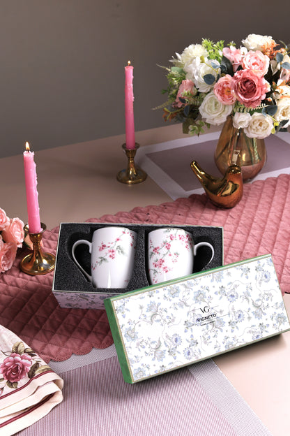 Orchid Bliss Coffee Mugs (Set of 2, 300 ML) - Vigneto