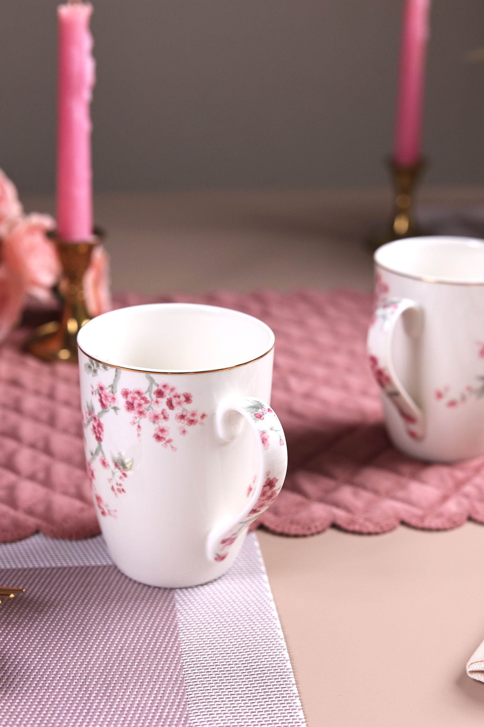 Orchid Bliss Coffee Mugs (Set of 2, 300 ML) - Vigneto