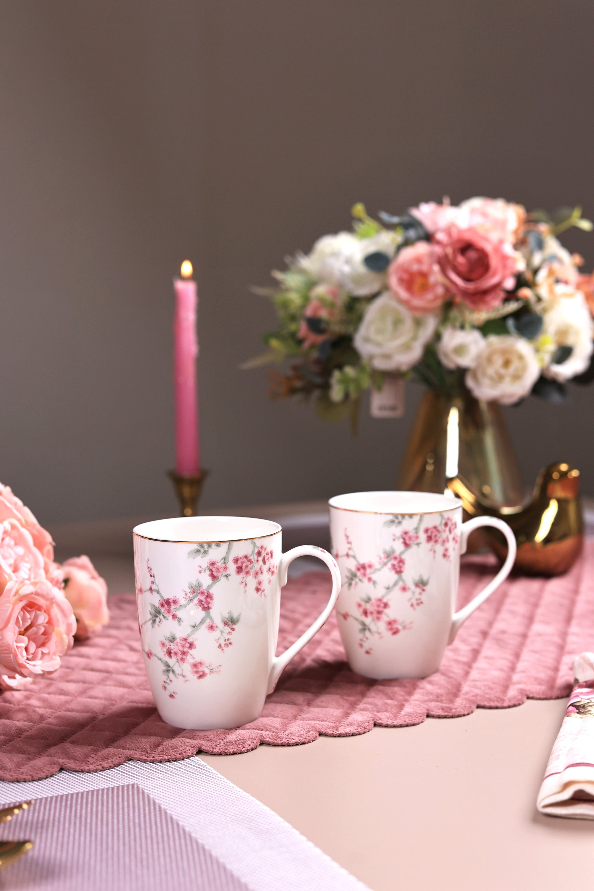 Orchid Bliss Coffee Mugs (Set of 2, 300 ML) - Vigneto