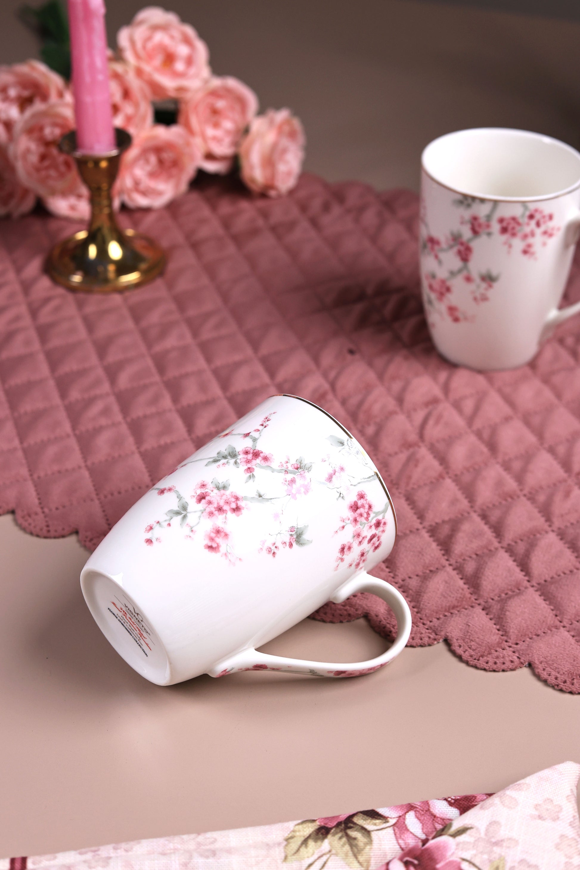 Orchid Bliss Coffee Mugs (Set of 2, 300 ML) - Vigneto