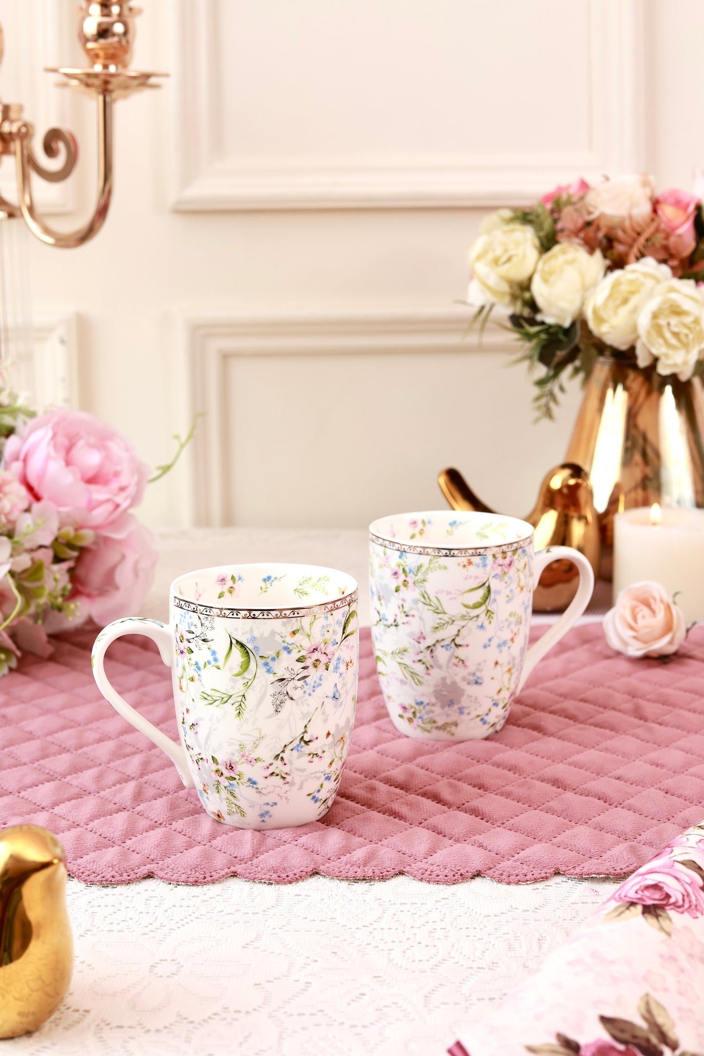 Flower Bed Coffee Mugs (Set of 4, 300 ML)