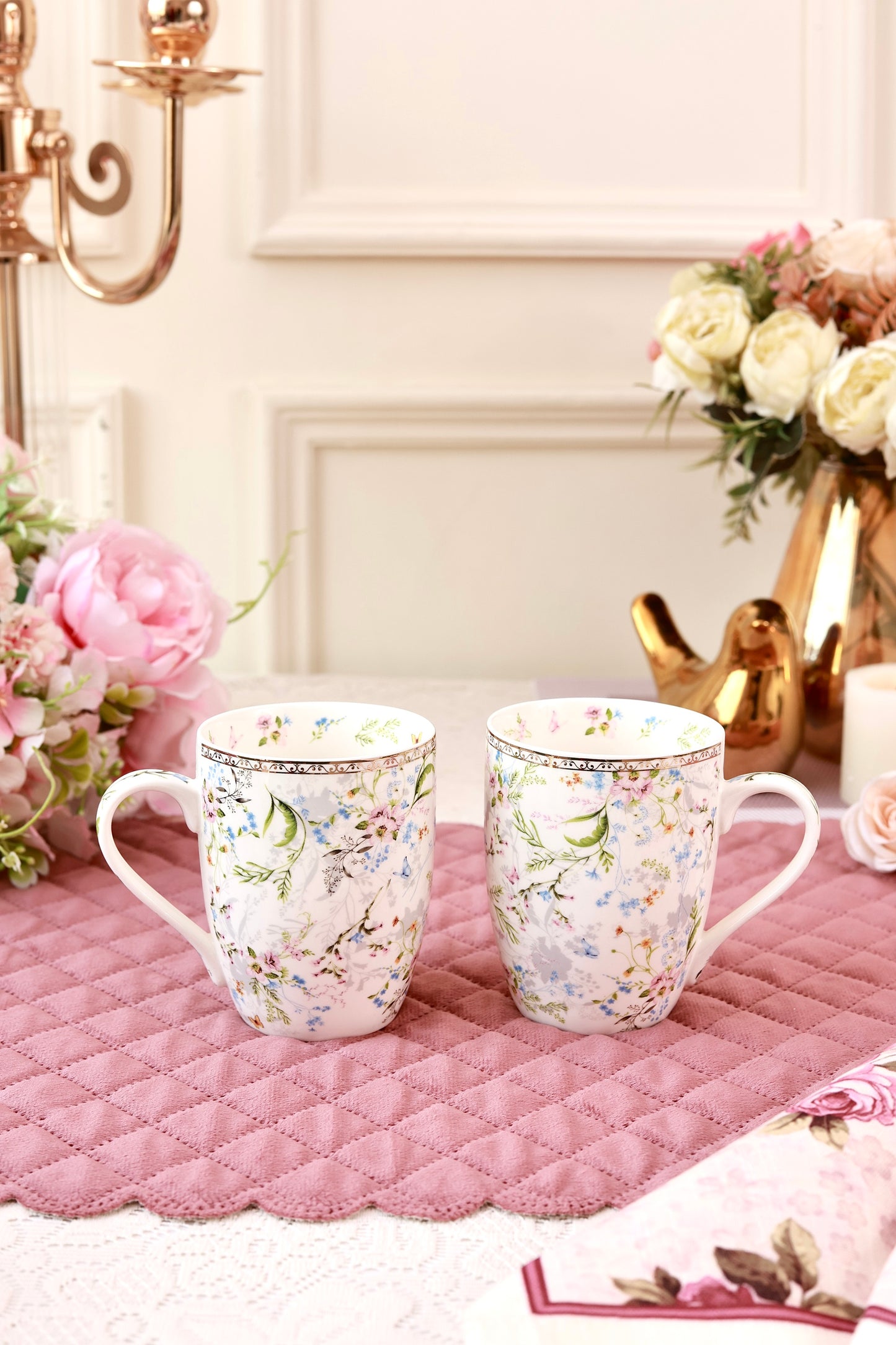 Flower Bed Coffee Mugs (Set of 2, 300 ML)