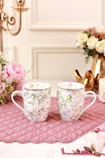 Flower Bed Coffee Mugs (Set of 2, 300 ML)