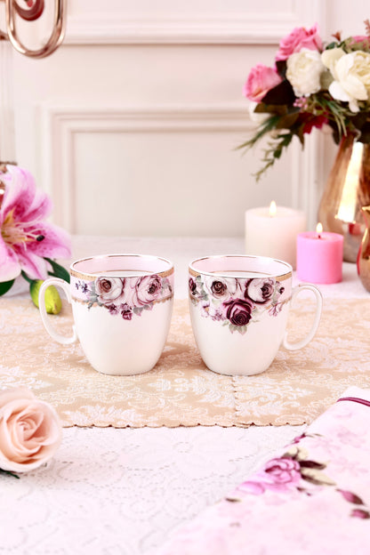 Rose Garden Mug Set (Capacity 200 ML, Set of 6)