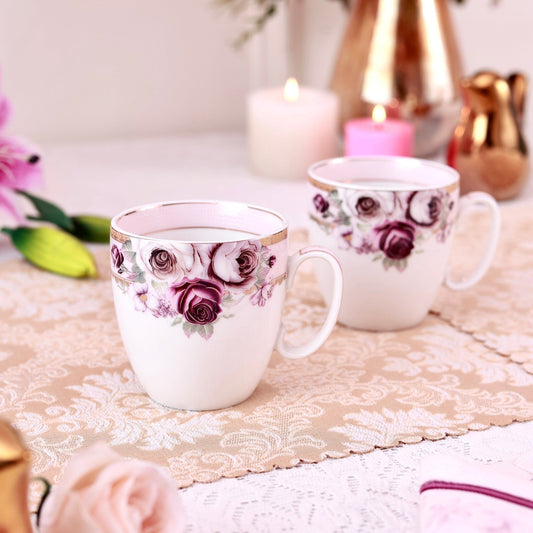 Rose Garden Mug Set (Capacity 200 ML, Set of 6)