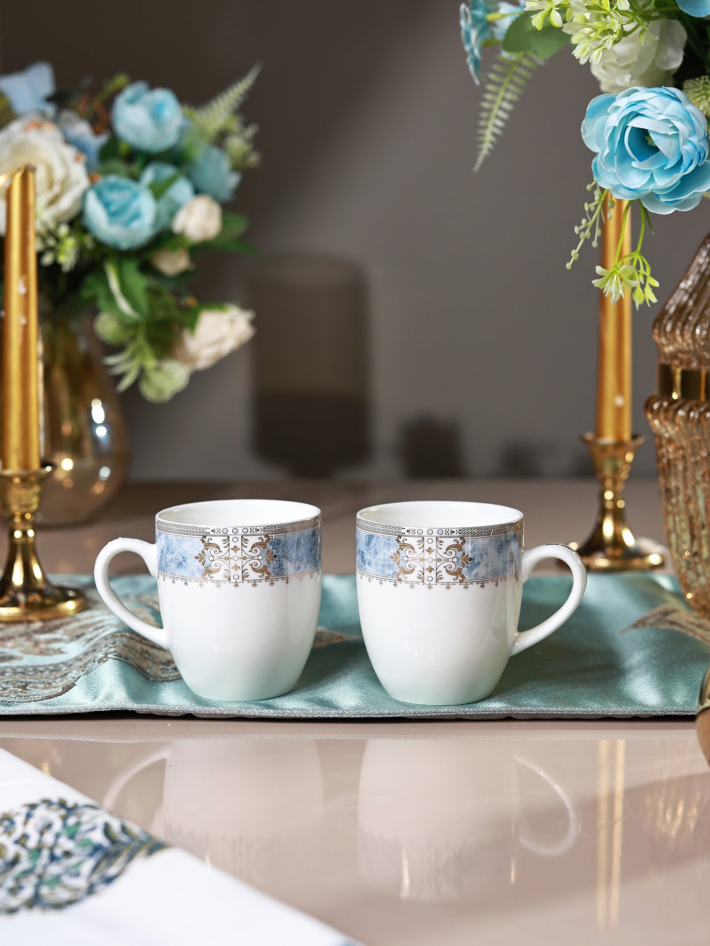 Majestique Blue Mug Set (Capacity 180 ML, Set of 6)