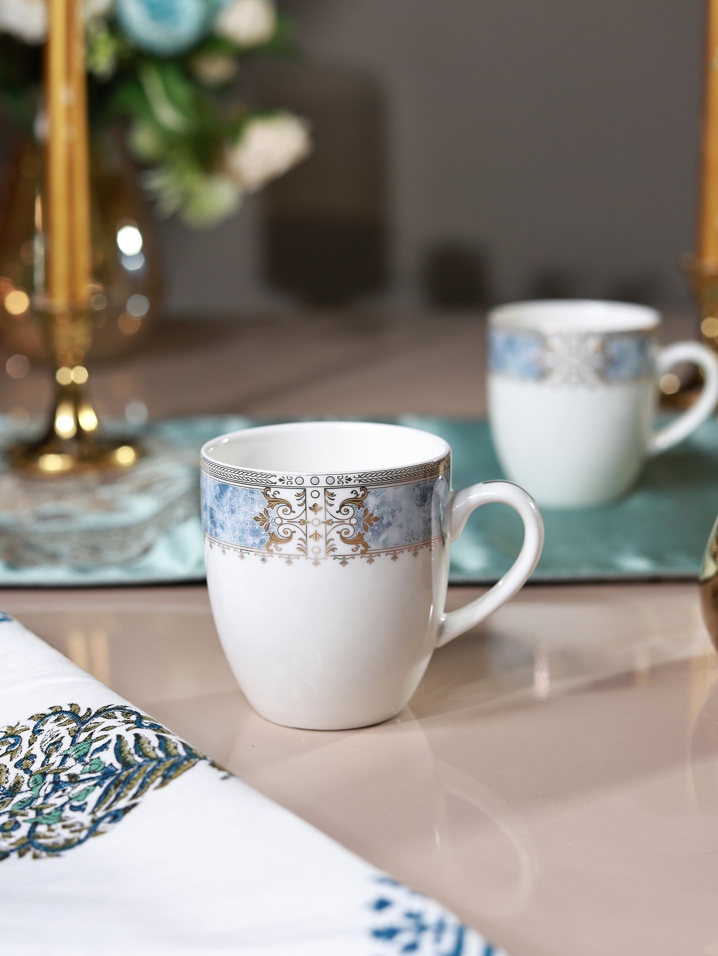 Majestique Blue Mug Set (Capacity 180 ML, Set of 6)