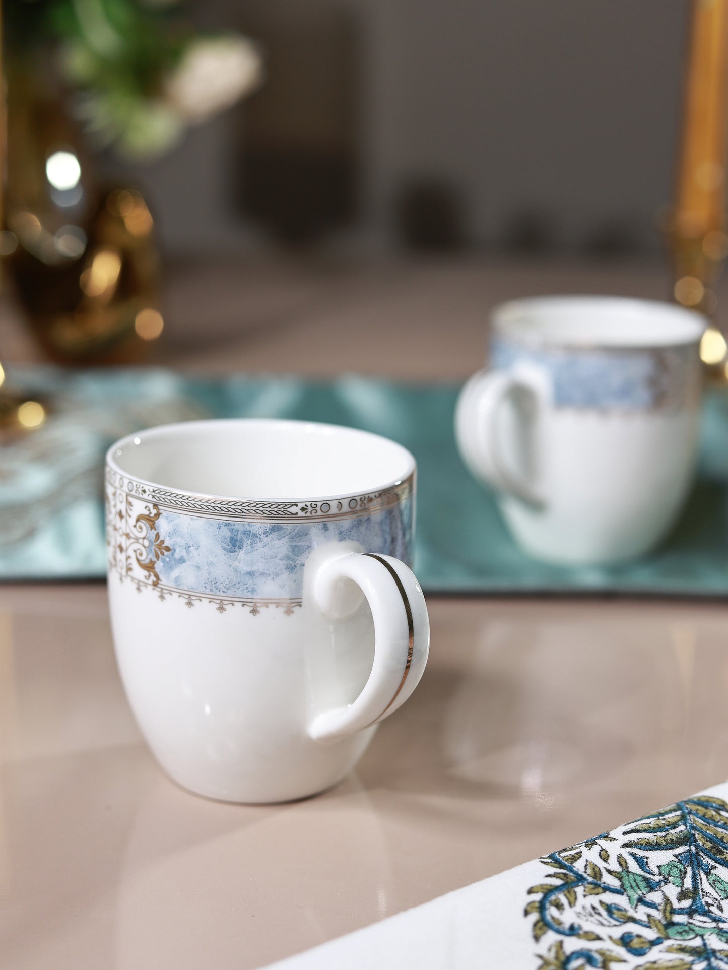 Majestique Blue Mug Set (Capacity 180 ML, Set of 6)