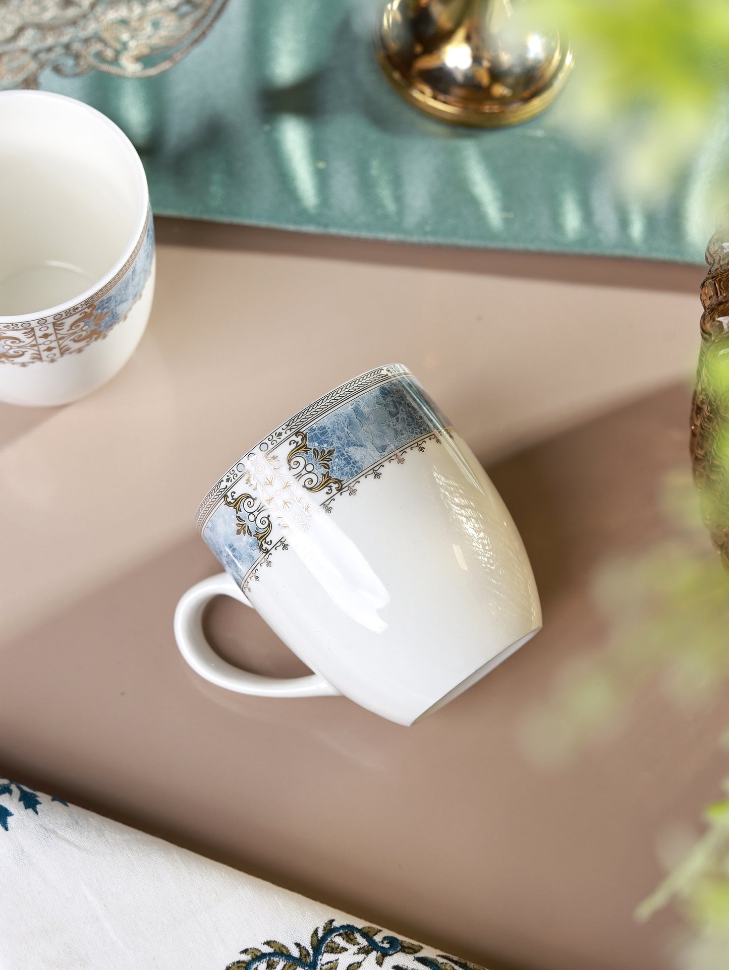 Majestique Blue Mug Set (Capacity 180 ML, Set of 6)