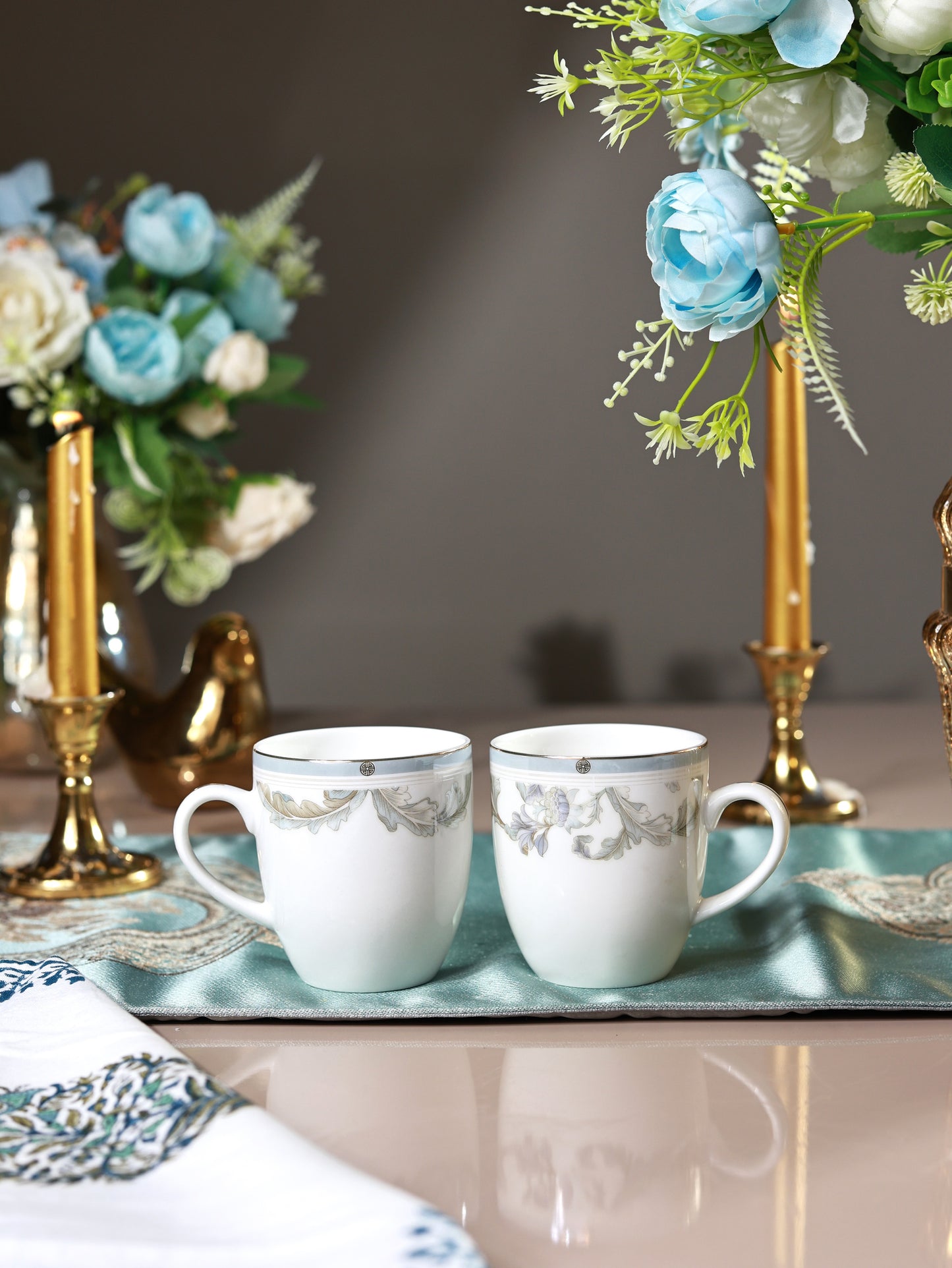 Oriental Blume Mug Set (Capacity 180 ML, Set of 6)