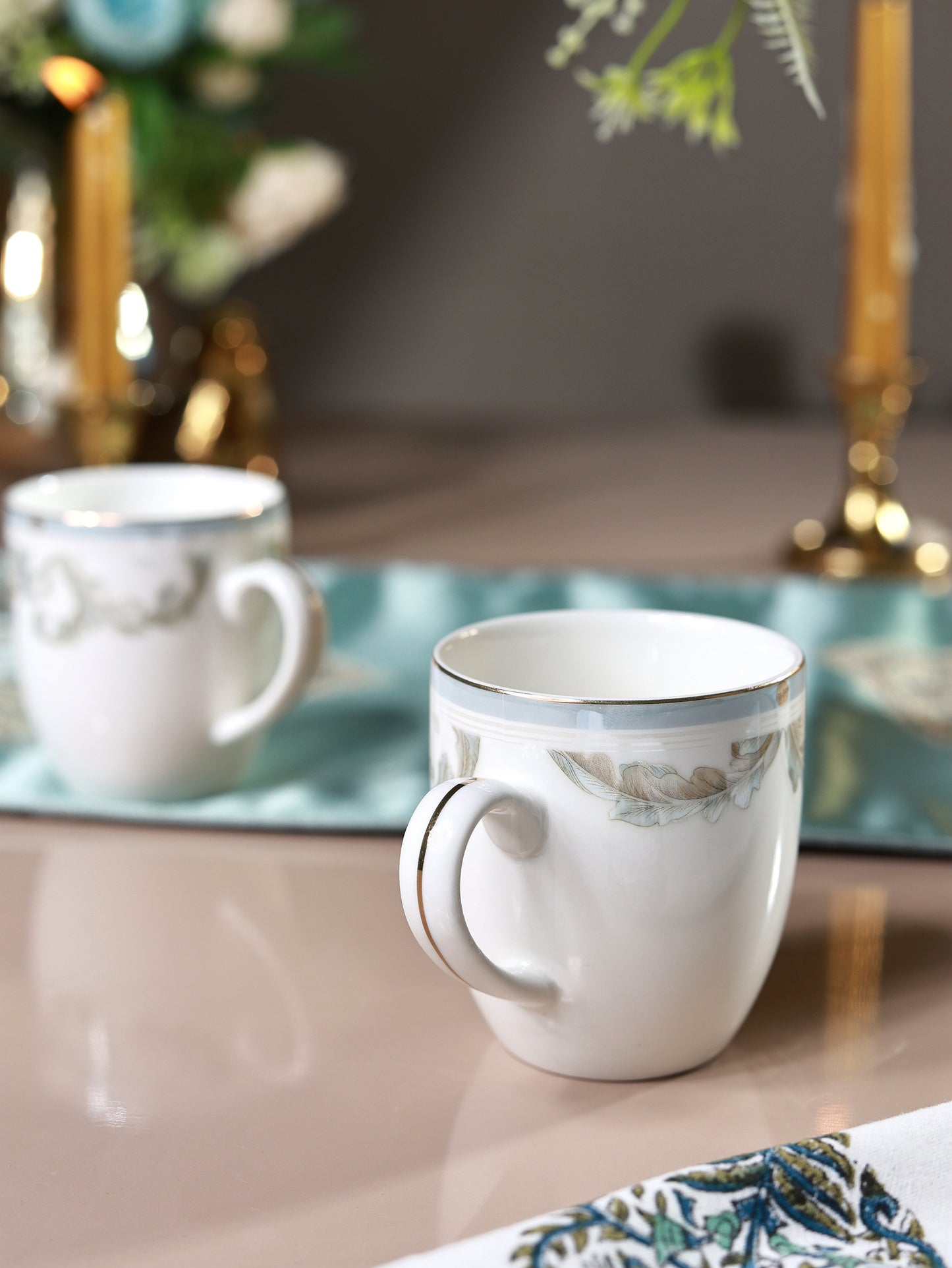 Oriental Blume Mug Set (Capacity 180 ML, Set of 6)