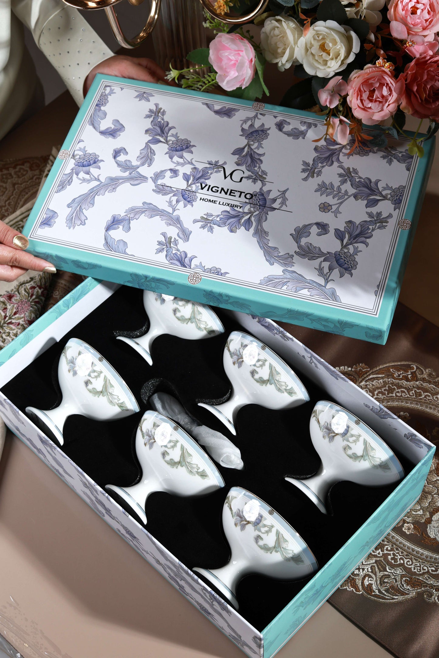 Oriental Blume Dessert Cups (Set of 6)