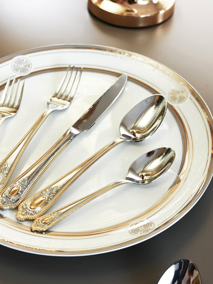 Empress Gold 65 Pcs Cutlery Set (Palace Collection, 24K Gold Plated)