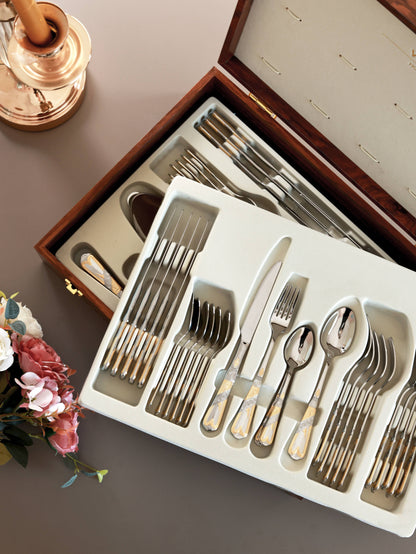 Silver Jewel 65 Pcs Cutlery Set (Palace Collection, 24K Gold Plated)