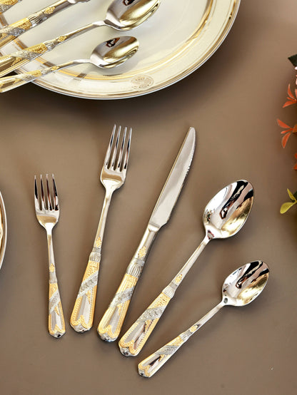 Silver Jewel 65 Pcs Cutlery Set (Palace Collection, 24K Gold Plated)