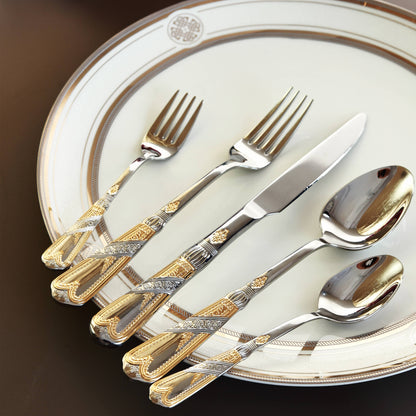 Silver Jewel 65 Pcs Cutlery Set (Palace Collection, 24K Gold Plated)