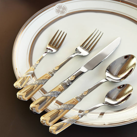 Silver Jewel 65 Pcs Cutlery Set (Palace Collection, 24K Gold Plated)