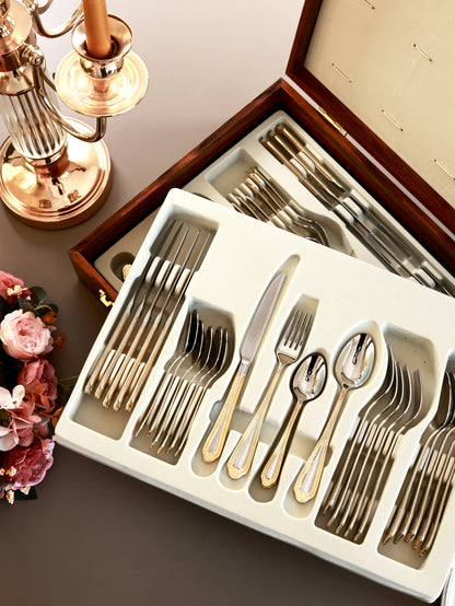 Venetian Gold 65 Pcs Cutlery Set (Palace Collection, 24K Gold Plated)
