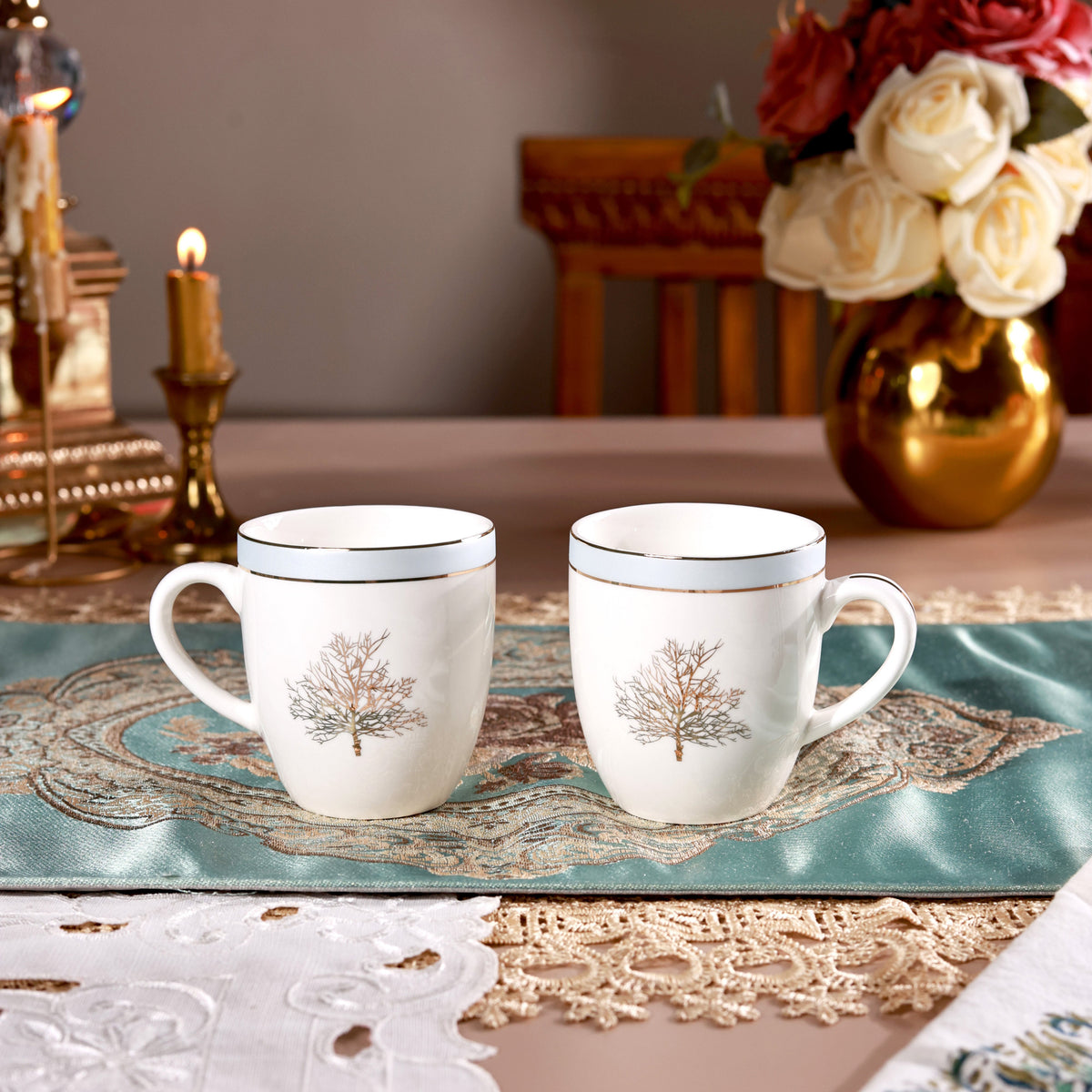Celestial Blue Mug Set (Capacity 170 ML, Set of 6)